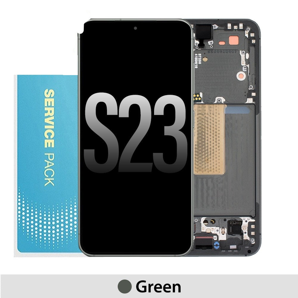Samsung Galaxy S23 5G S911B OLED Screen Replacement Digitizer with Frame GH82-30480C (Gold)-Green Samsung Galaxy S23 5G S911B OLED Screen Replacement Digitizer with Frame GH82-30480C (Gold)-Green
